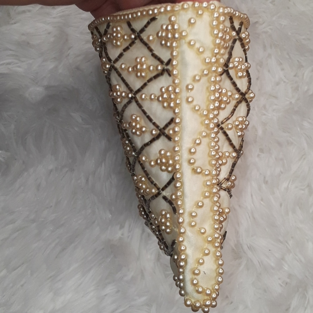 Vintage Beaded Pearl Art Deco Wedding Prom Clutch Purse Evening Bag - Picture 5 of 8